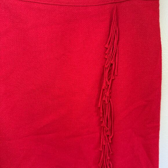 Talbots Wool Blend Wrap Red Tassel Button Detail Pencil Skirt Plus Size 14 - Picture 6 of 10
